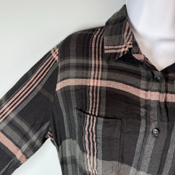 Universal Thread Plaid Flannel Button Down Dress Medium Belted Grunge Academia - Picture 8 of 13